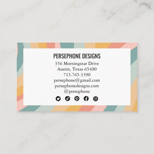 Warm aardse regenboog dank je strepen sociaal icoo visitekaartje (Achterkant)