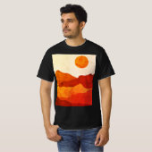Warm Abstract Boho Woestijn Bergen Landschap T-shirt (Voorkant volledig)
