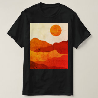 Warm Abstract Boho Woestijn Bergen Landschap T-shirt