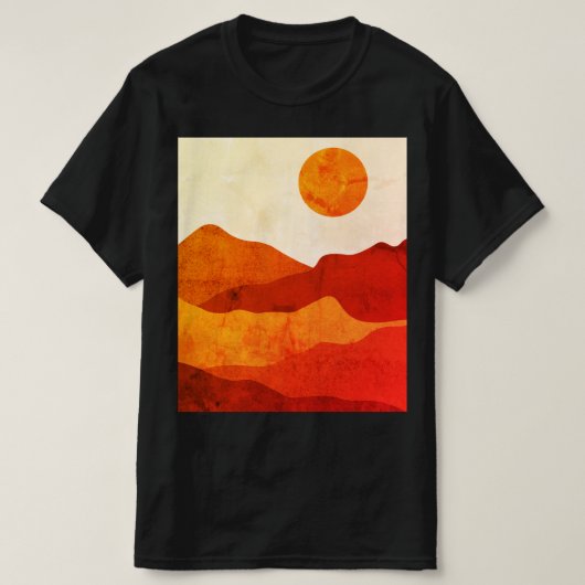Warm Abstract Boho Woestijn Bergen Landschap T-shirt (Design voorkant)