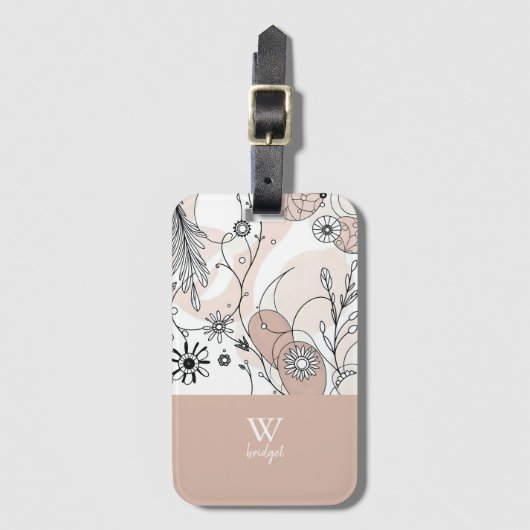 Warm Abstracte Boho Minimalistische Stijl Bagagelabel (Voorkant (verticaal))