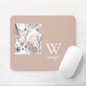 Warm Abstracte Boho Minimalistische Stijl Muismat (Met muis)