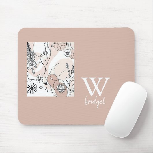 Warm Abstracte Boho Minimalistische Stijl Muismat (Met muis)