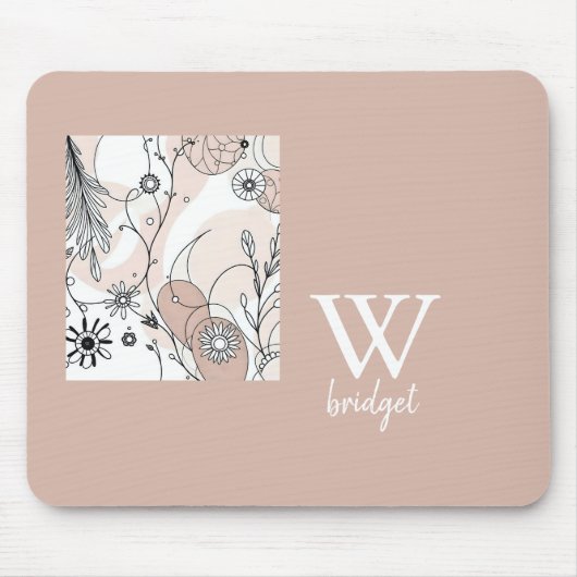 Warm Abstracte Boho Minimalistische Stijl Muismat (Voorkant)