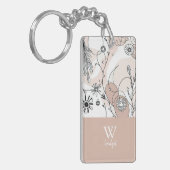 Warm Abstracte Boho Minimalistische Stijl Sleutelhanger (Voorkant Links)