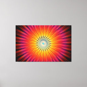 Warm Abstracte Radiaalstralen Canvas Afdruk
