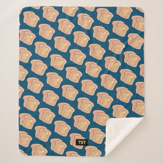 Warm als toast - 2 Buttered Slicten - uw initialen Sherpa Deken (Voorkant)