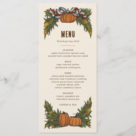 Warm Americana Harvest Thanksgiving Menu (Voorkant)