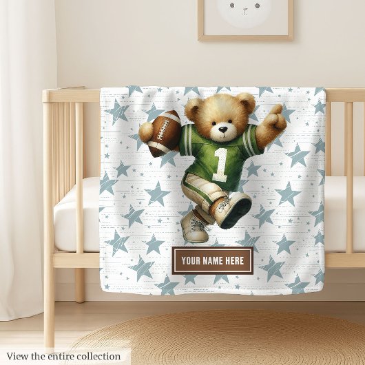 Warm Amerikaans Football Teddy Bear Blanket Peuter Fleece Deken