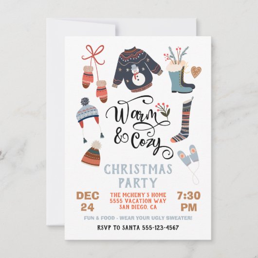 Warm and Cozy Winter Party Christmas Clothes Kaart (Voorkant)