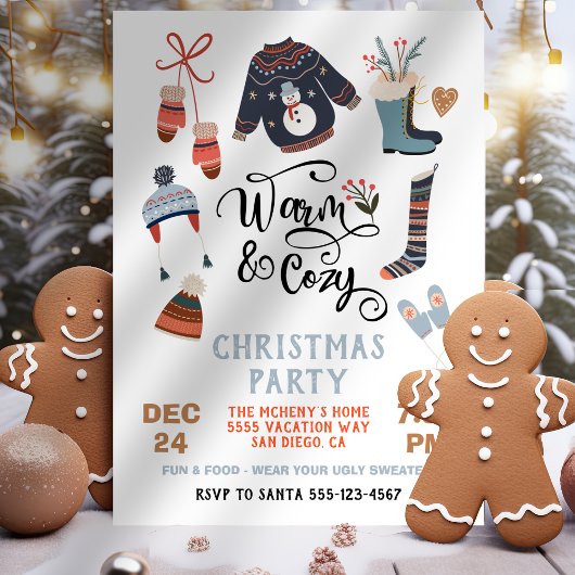 Warm and Cozy Winter Party Christmas Clothes Kaart