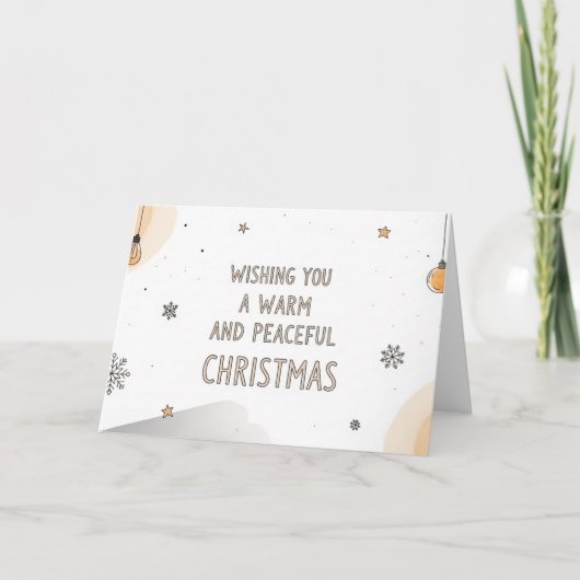 Warm and Peaceful Christmas Minimalist Card Art Feestdagen Kaart (Voorkant)