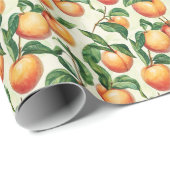Warm Apricot Botanical Peach Illustration Cadeaupapier (Rol Hoek)
