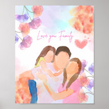 Warm Aquarel Familie Liefde Poster