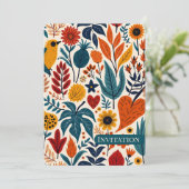 Warm Autumn Floral Folk Art Wedding Kaart (Staand voorkant)