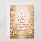 Warm Autumn Floral Wedding Save The Date (Voorkant)