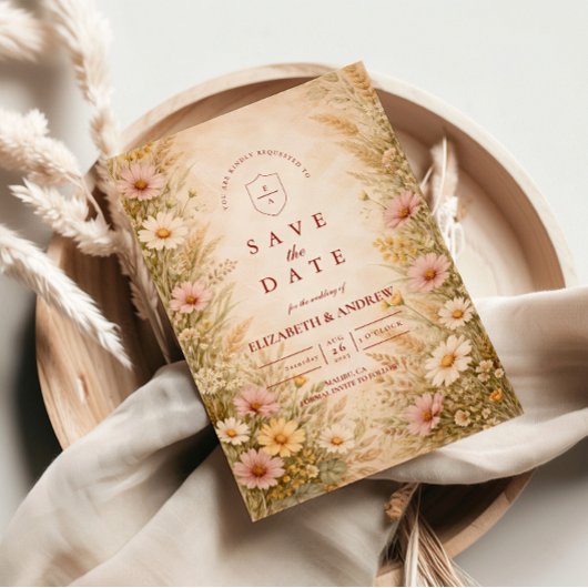 Warm Autumn Floral Wedding Save The Date