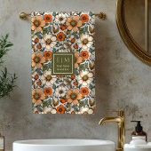 Warm Autumn Flowers Terracotta Rust Bath Towels  Bad Handdoek
