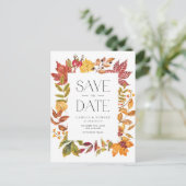 Warm Autumn Leaves Lijst QR-code Bewaar de datum Aankondigingskaart (Staand voorkant)