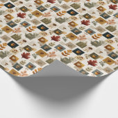 Warm Autumn Pattern w/ Acorns, Leaves & Mushrooms Cadeaupapier (Hoek)