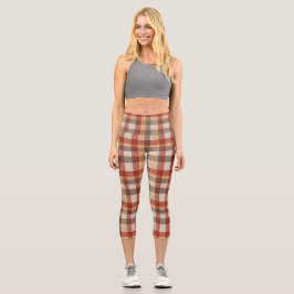 Warm Autumn Plaid Fabric Texture in Rust and Beige
