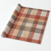 Warm Autumn Plaid Fabric Texture in Rust and Beige Cadeaupapier (Uitgerold)