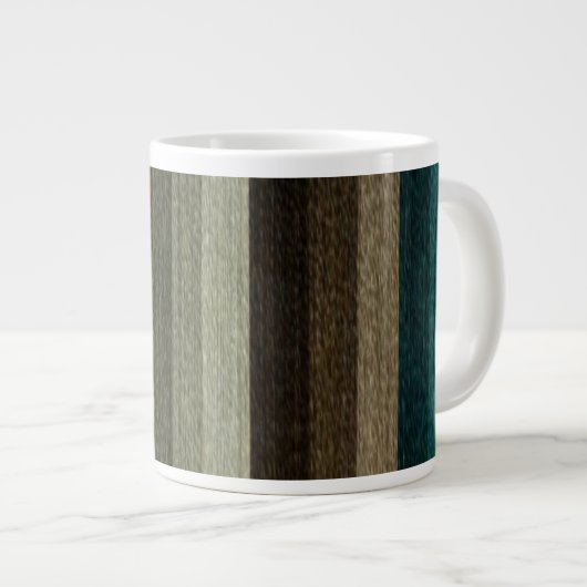  Warm Autumn Striped Pattern, Earth Tones Grote Koffiekop (Voorkant rechts)