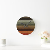 Warm Autumn Striped Pattern, Earth Tones Ronde Klok (Huis)