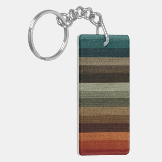  Warm Autumn Striped Pattern, Earth Tones Sleutelhanger (Voorkant Links)