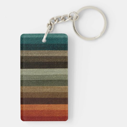 Warm Autumn Striped Pattern, Earth Tones Sleutelhanger (achterkant)