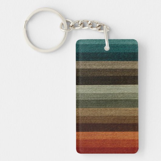  Warm Autumn Striped Pattern, Earth Tones Sleutelhanger (Voorkant)