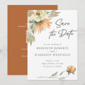 Warm Autumn Sunflower Terracotta Wedding Save The Date (Voorkant / Achterkant)