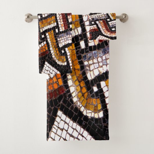 Warm Autumn Toned Roman Tegel Mosaic Bad Handdoek (Insitu)