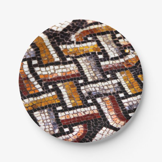 Warm Autumn Toned Roman Tegel Mosaic Papieren Bordje (Voorkant)