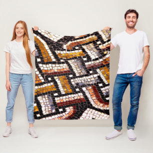 Warm Autumn Toned Roman Tile Mosaic Fleece Deken