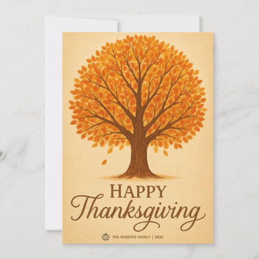 Warm Autumn Tree Happy Thanksgiving Greeting Card Feestdagenkaart (Voorkant)