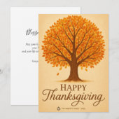 Warm Autumn Tree Happy Thanksgiving Greeting Card Feestdagenkaart (Voorkant / Achterkant)