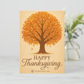 Warm Autumn Tree Happy Thanksgiving Greeting Card Feestdagenkaart (Staand voorkant)
