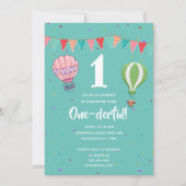 Warm ballonbundel eerste verjaardag meisje kaart (Voorkant)