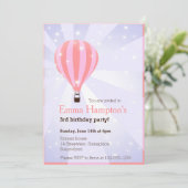 Warm ballonfeest roze paarse harten kaart (Staand voorkant)