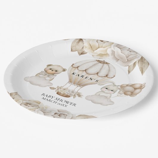 Warm Beer ballon Bunny Neutral | Papieren Borden Papieren Bordje (Gekanteld)