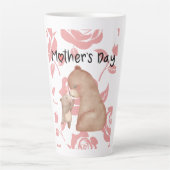 Warm Beer Knuffel met Roze Bloem Liefde Latte Mok (Voorkant)