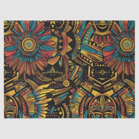 Warm Beige "Aztec Dream" Decoratief Weefselpapier Tissuepapier (Voorkant)