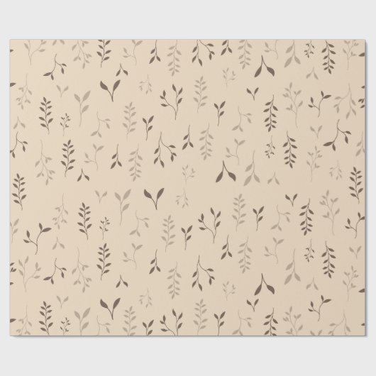 Warm Beige Bruine Boho Bladpatroon Cadeaupapier (Vlak)