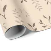Warm Beige Bruine Boho Bladpatroon Cadeaupapier (Rol Hoek)