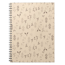Warm Beige Bruine Boho Bladpatroon Notitieboek