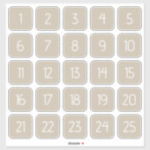 Warm Beige Customizable Square Number Stickers  (Vel)