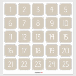 Warm Beige Customizable Square Number Stickers