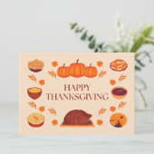 Warm beige en bruin Thanksgiving feest Feestdagenkaart (Staand voorkant)
