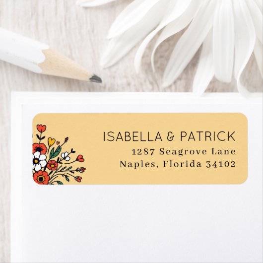 Warm Beige Floral Illustration Etiket (Insitu)